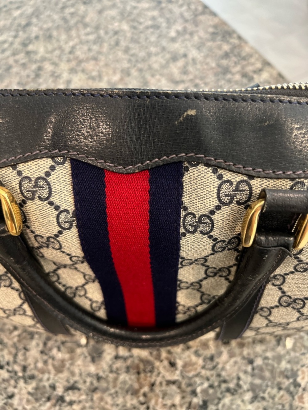 Vintage Gucci Boston/Gucci Web Boston / Sherry Line Boston in Navy - Picture 12 of 15
